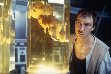 David Thewlis and pickled mutant baby in The Island of Dr. Moreau.