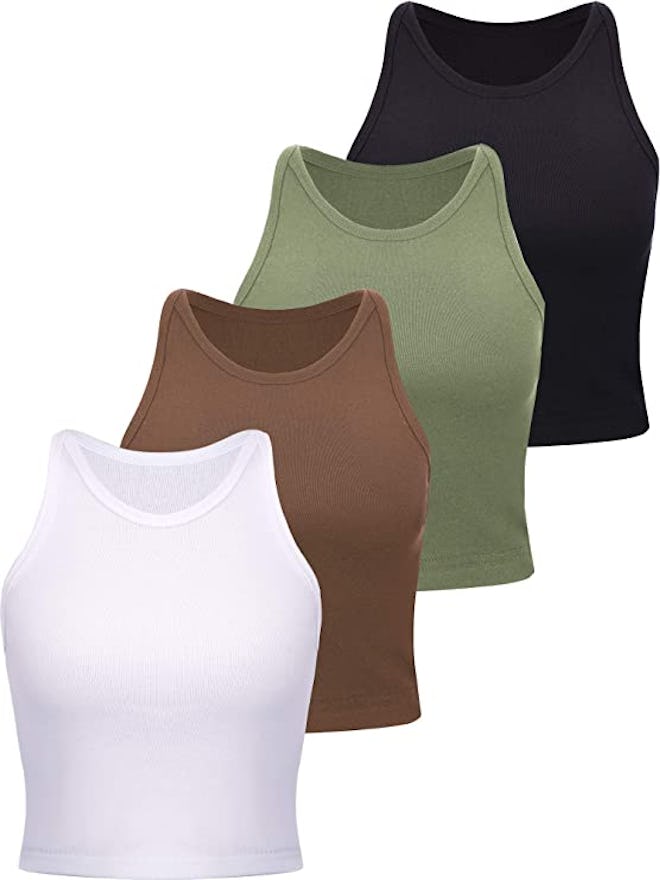 SATINIOR Basic Crop Tank Tops (4-Pack)