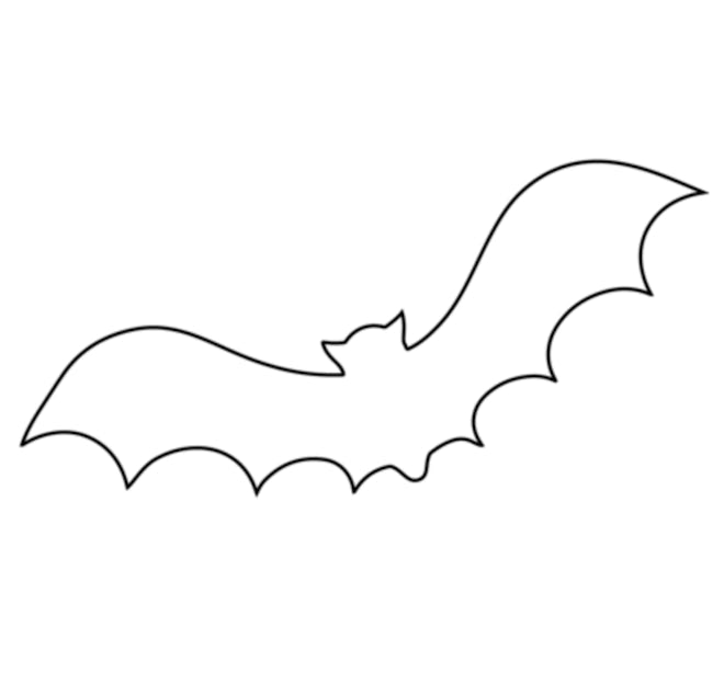 Bat coloring page; outline of a bat