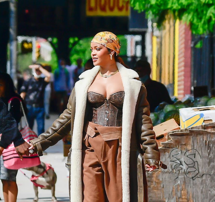 Rihanna is seen filming a music video in the Bronx on July 10, 2021 in New York City. 