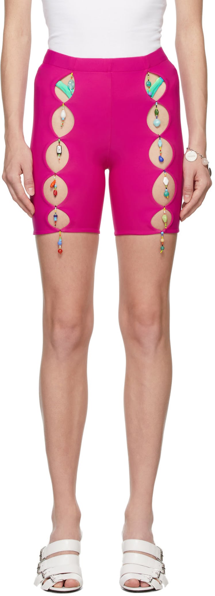 Marshall Columbia Pink Bead Cut Out Bike Shorts
