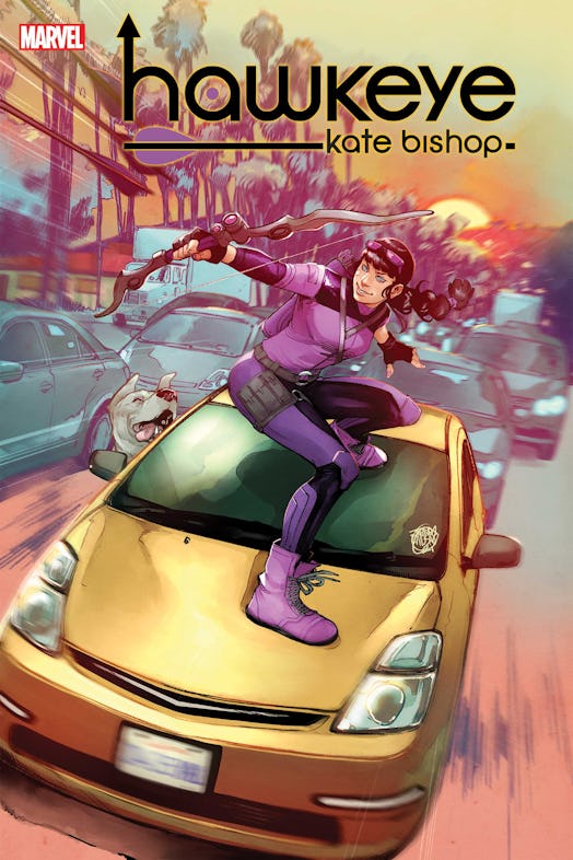 The cover of Hawkeye: Kate Bishop, written by Marieke Nijkamp, illustrated by Enid Balám, with cover...
