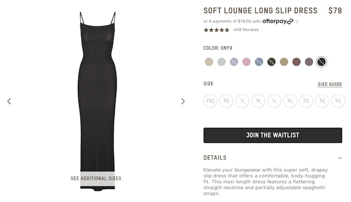 SKIMS website, SKIMS Soft Lounge Long Slip Dress