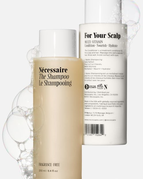 Necessaire's new hair care products, The Shampoo and The Conditioner 