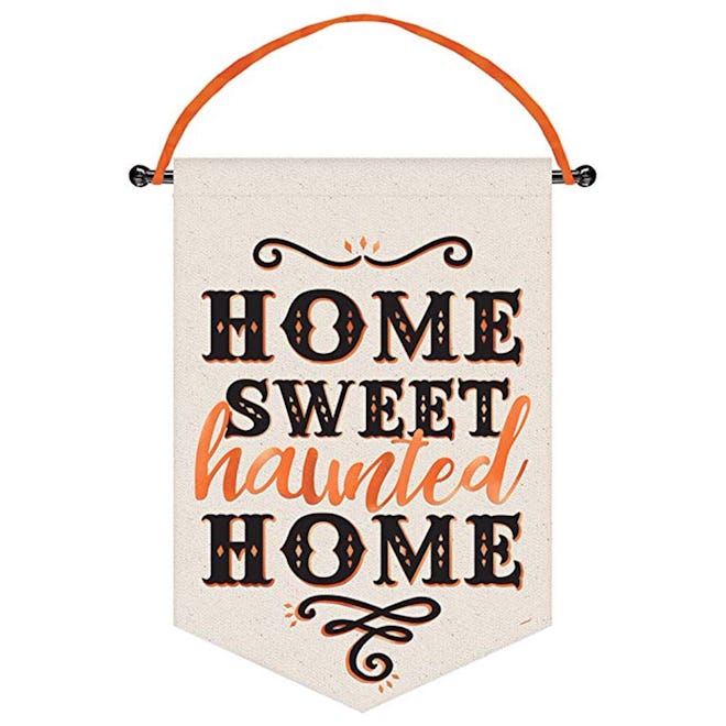 Halloween 'Home Sweet Haunted Home' Deluxe Canvas Hanging Sign (1ct)