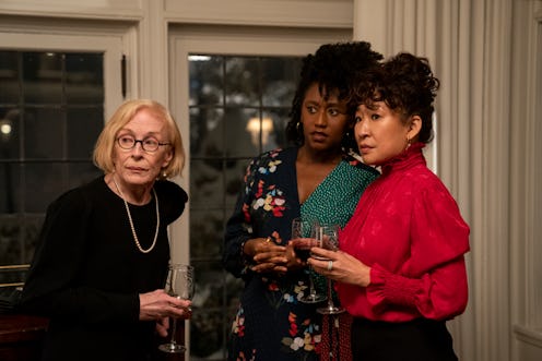 HOLLAND TAYLOR as JOAN, NANA MENSAH as YAZ, and SANDRA OH as JI-YOON in episode 102 of THE CHAIR