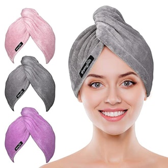POPCHOSE Microfiber Hair Towel Wrap (3-Pack)