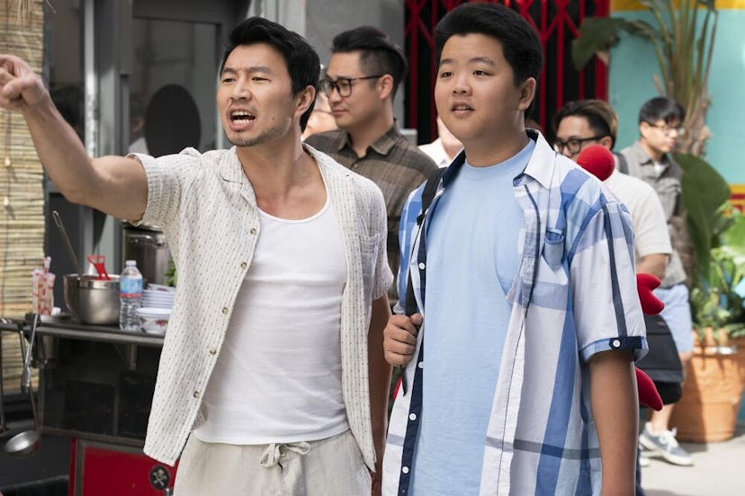 Actors Simu Liu and Hudson Yang during the 100th episode of ABC's 'Fresh Off the Boat.'