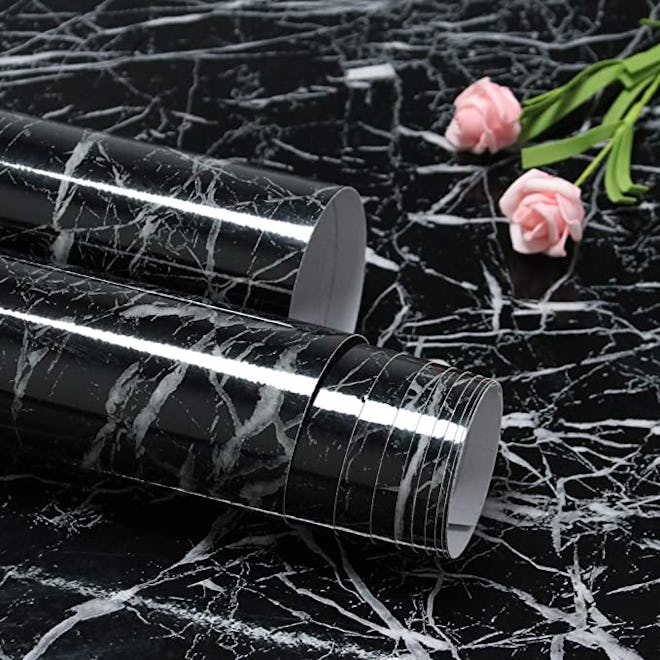 Feisoon Black Marble Contact Paper