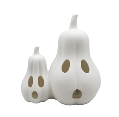 8" Double Ghost Pumpkin DIY LED Ceramic Décor
