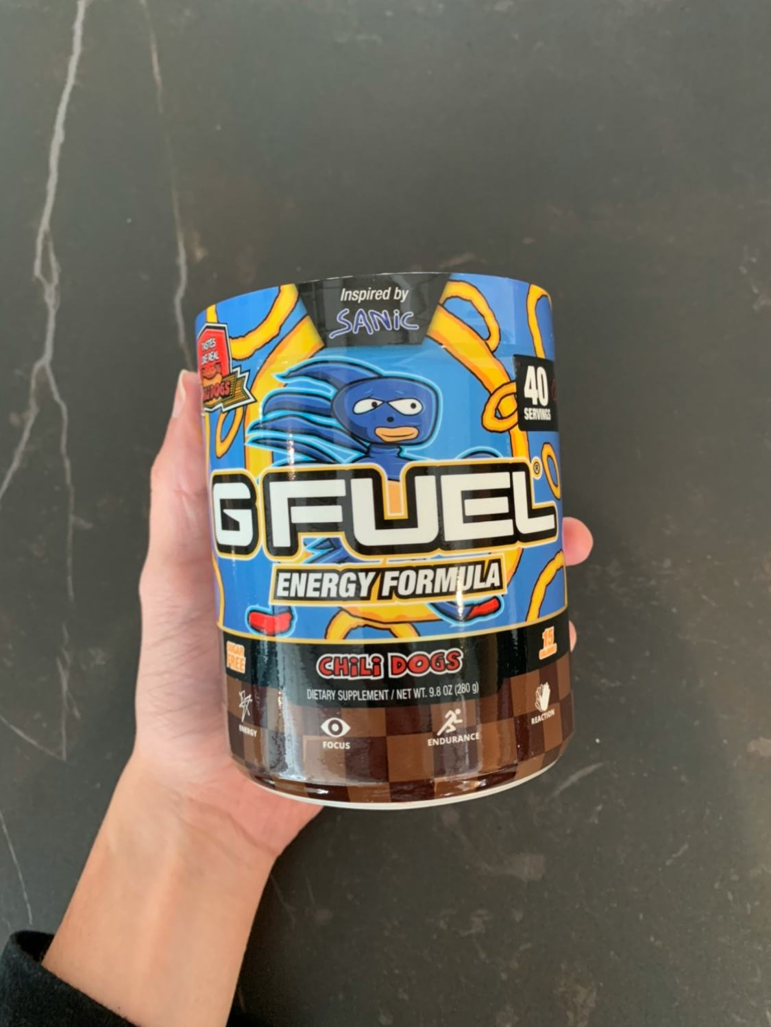 G-Fuel's Sanic-themed energy powder that tastes like chili dogs. Food. Drink. Video games. Gaming. M...