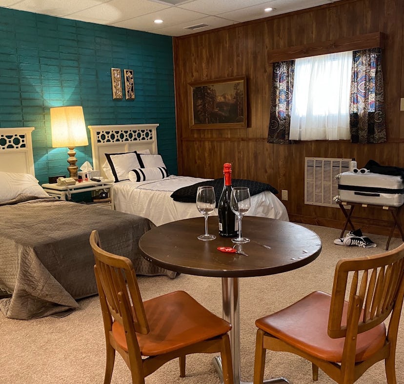 A set inspired by the 'Schitt's Creek' Rosebud Motel named "The Roseburg Motel" is located in Missis...