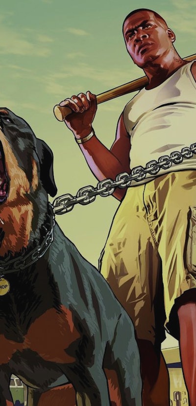 illustration of Franklin with dog from Grand Theft Auto V