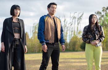 Meng’er Zhang, Simu Liu, and Awkwafina in Shang-Chi and the Legend of the Ten Rings