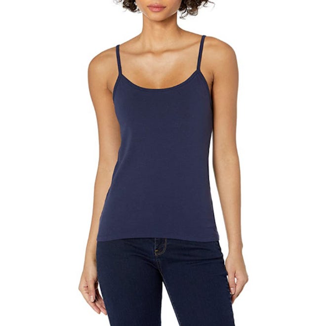 Hanes Stretch Cotton Cami with Built-in Shelf Bra