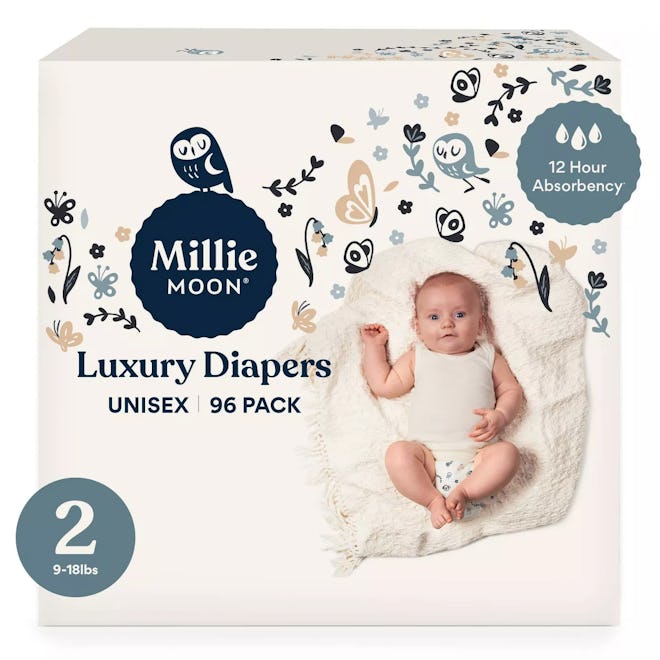 a pack of Millie Moon Luxury Diapers from Target