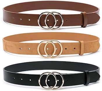 MORELESS Faux Leather Belts (3-Pack)