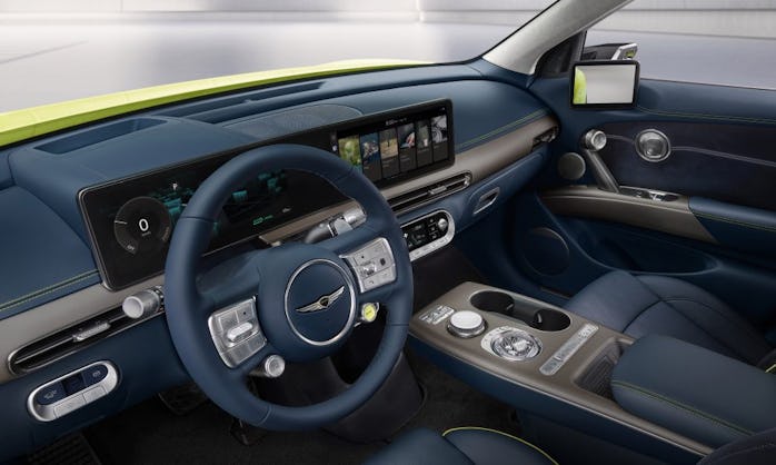 Interior shot of the GV60, the first electric car from Genesis that's built from the ground up on a ...