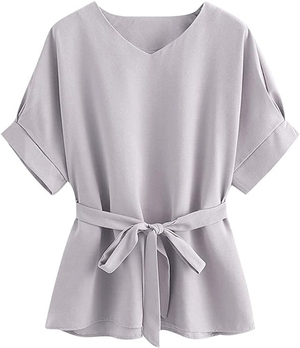 Milumia Short Sleeve Self Tie Tunic Top