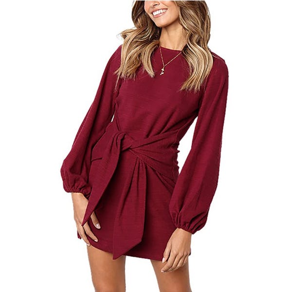 PRETTYGARDEN Tie-Waist Knit Dress