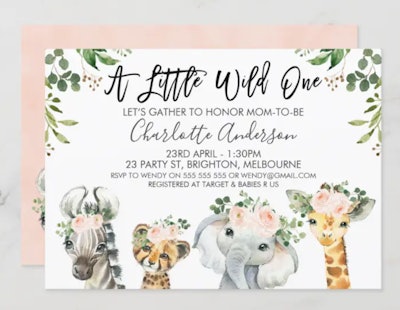 Safari Animal Baby Shower Invitation