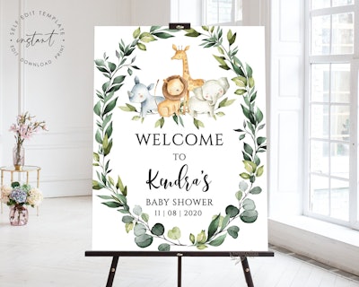 Safari Baby Shower Welcome Sign