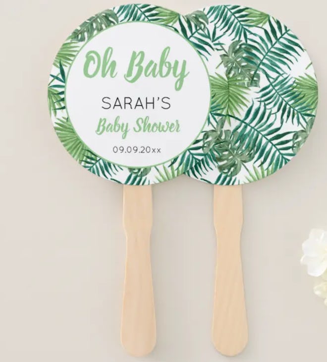 Greenery Cute Tropical Leaf Baby Shower Hand Fan