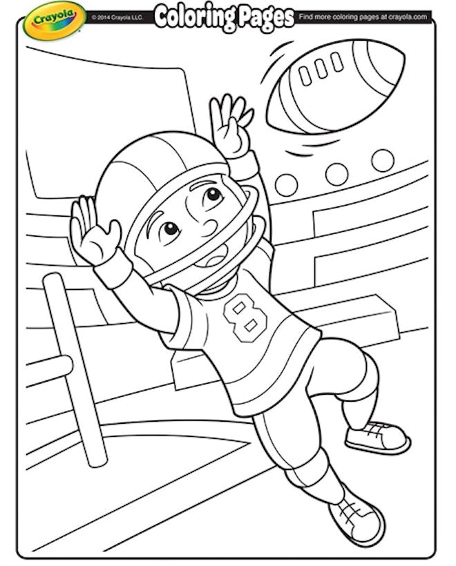 cartoon wide receiver catching a football coloring sheet
