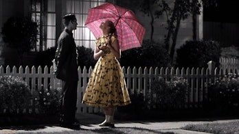 The girl with the umbrella in Pleasantville