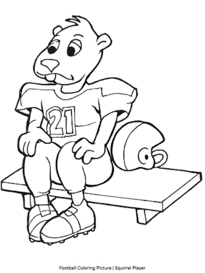 Cartoon Squirrel Football Player Coloring Sheet