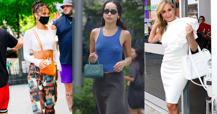 Bella Hadid, Zoe Kravitz and Sonja Morgan with a Telfar bag.