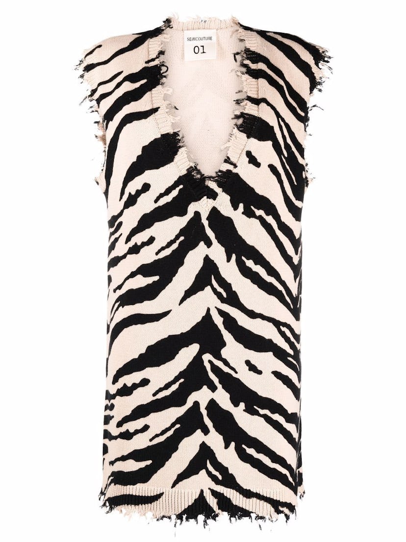 Semicouture Zebra Print Knitted Vest