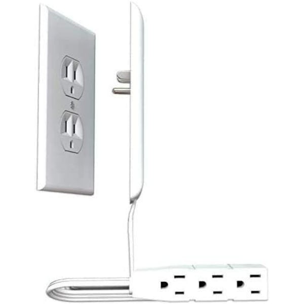 Sleek Socket Ultra-Thin Outlet Cover with 3 Outlet Power Strip