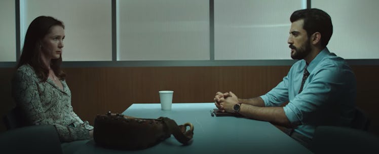 Jessica Collins as Emma Beesley and Phoenix Raei as Detective Roshan Amir in Netflix's 'Clickbait'