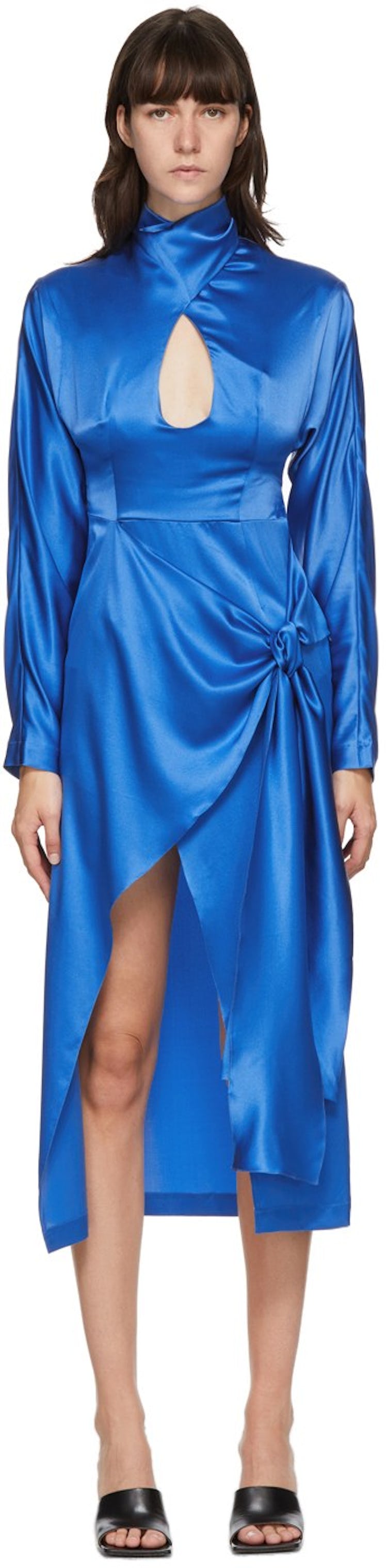 Blue Long Sleeve Sarong Dress from MATÉRIEL TBILISI.