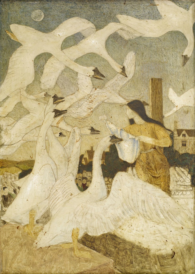 "The Wild Swans" as depicted by illustrator Arthur Joseph Gaskin.