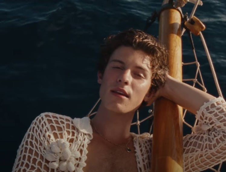 Shawn Mendes in knit shirt.