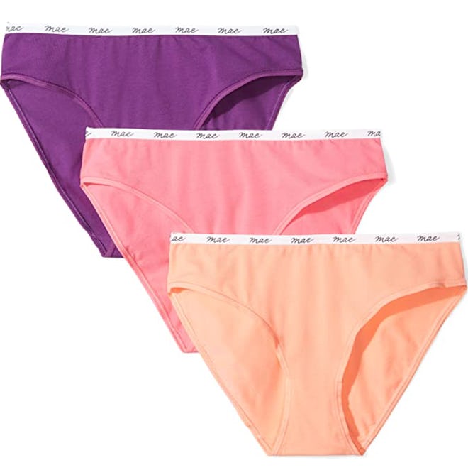 Mae Logo Elastic Cotton Bikini Underwear (3-Pack)