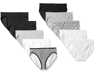 Amazon Essentials Standard Cotton Stretch High-Cut Bikini Panty (10-Pack)