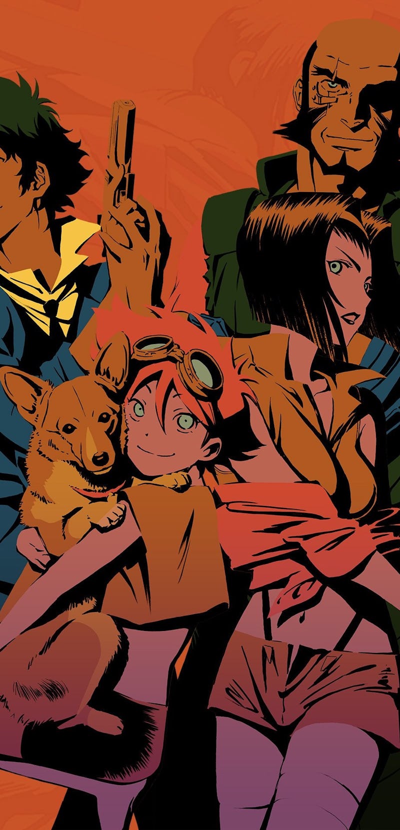 Cowboy Bebop characters on an orange background