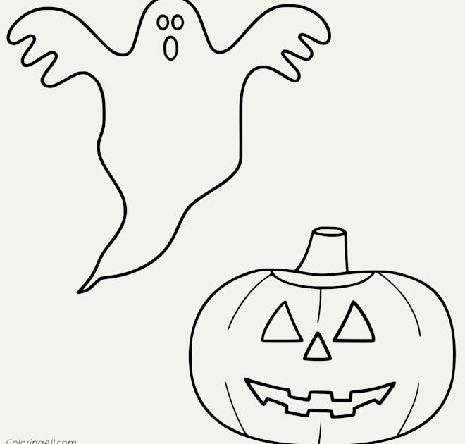 Pumpkin And Ghost Coloring Page