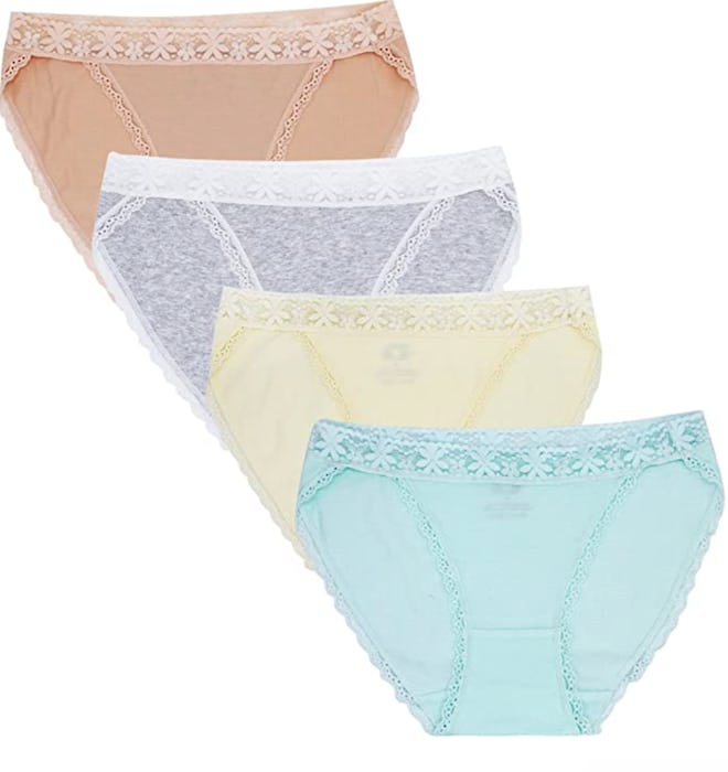 SHEKINI Lace Trim Hipster Panties (4-Pack)