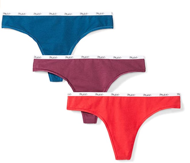 Mae Logo Elastic Cotton Thong Underwear (3-Pack)