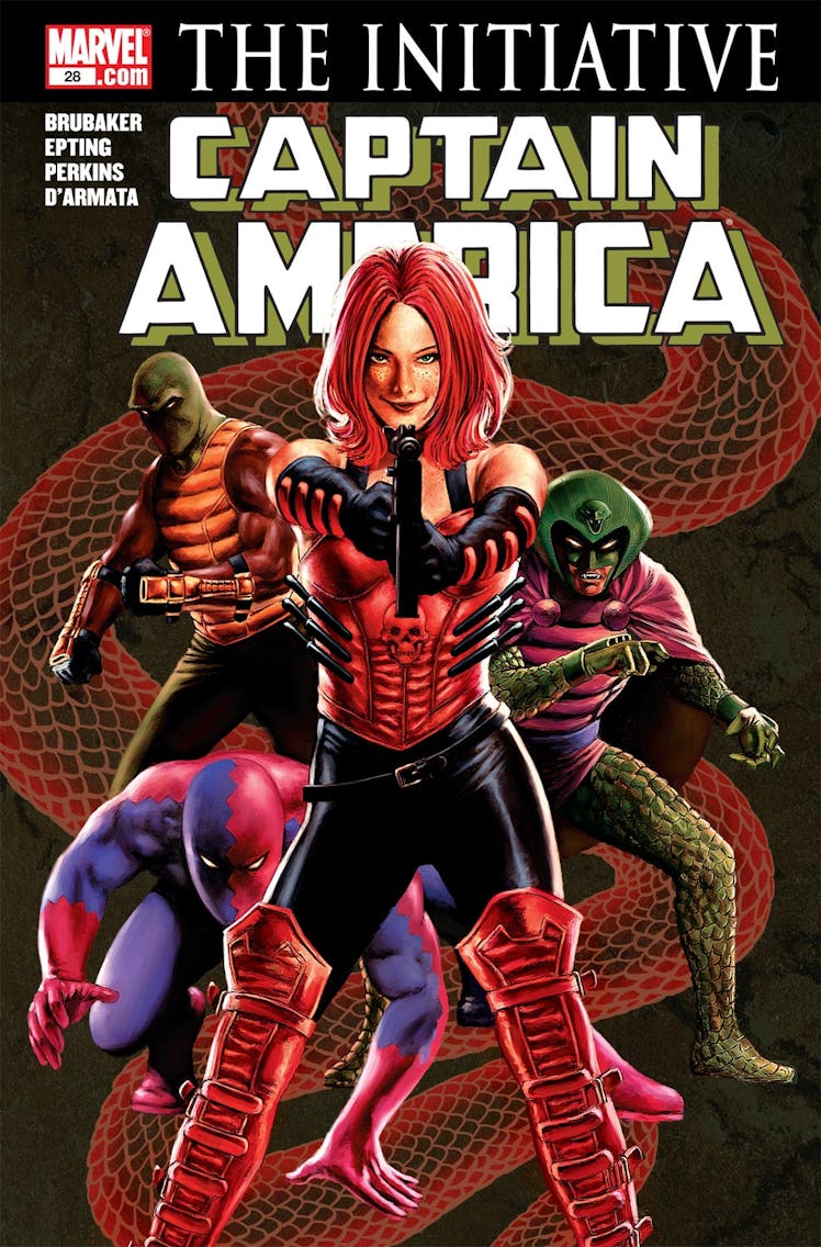 Sinthea Shmidt  on the cover of the initiative captain america comic book