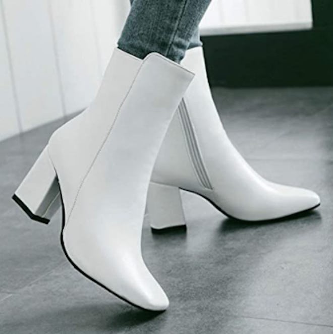 Caradise Chunky Heeled Square Toe Ankle Booties