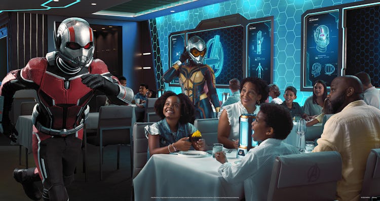 MARVEL guy appearing table side as a family eats 