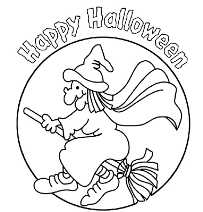 Happy Halloween Witch Coloring Page