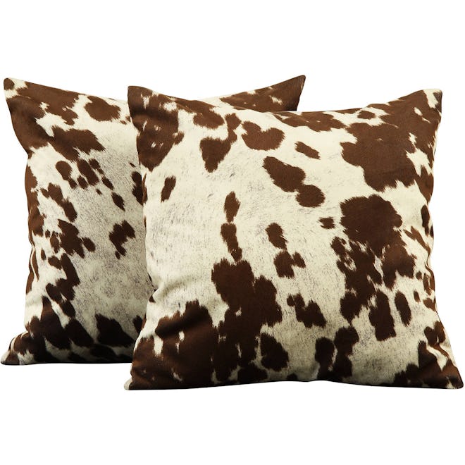 Faux Cow Hide Decorative Throw Pillow, Set of 2