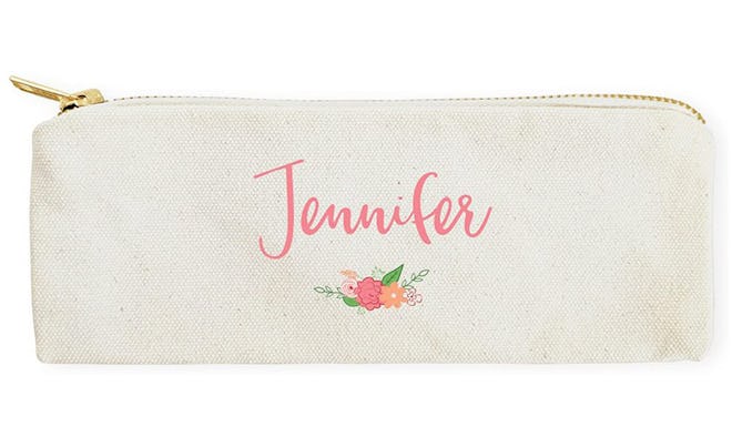 The Cotton & Canvas Co. Personalized Colored Floral Pencil Case