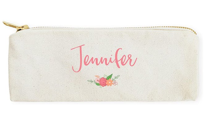 The Cotton & Canvas Co. Personalized Colored Floral Pencil Case